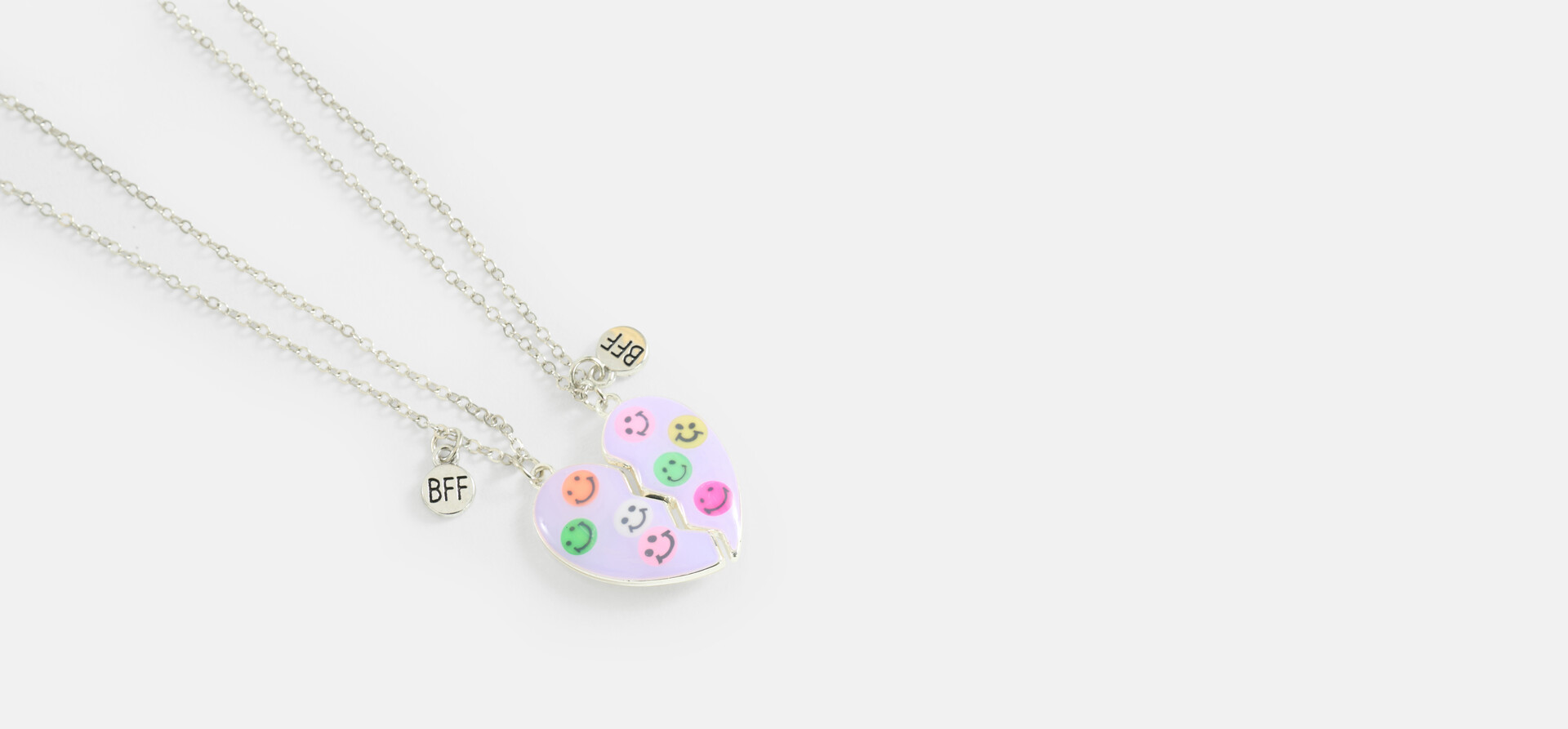 BFF Smiley Ketting Set Lichtpaars SHOEBY ACCESSOIRES