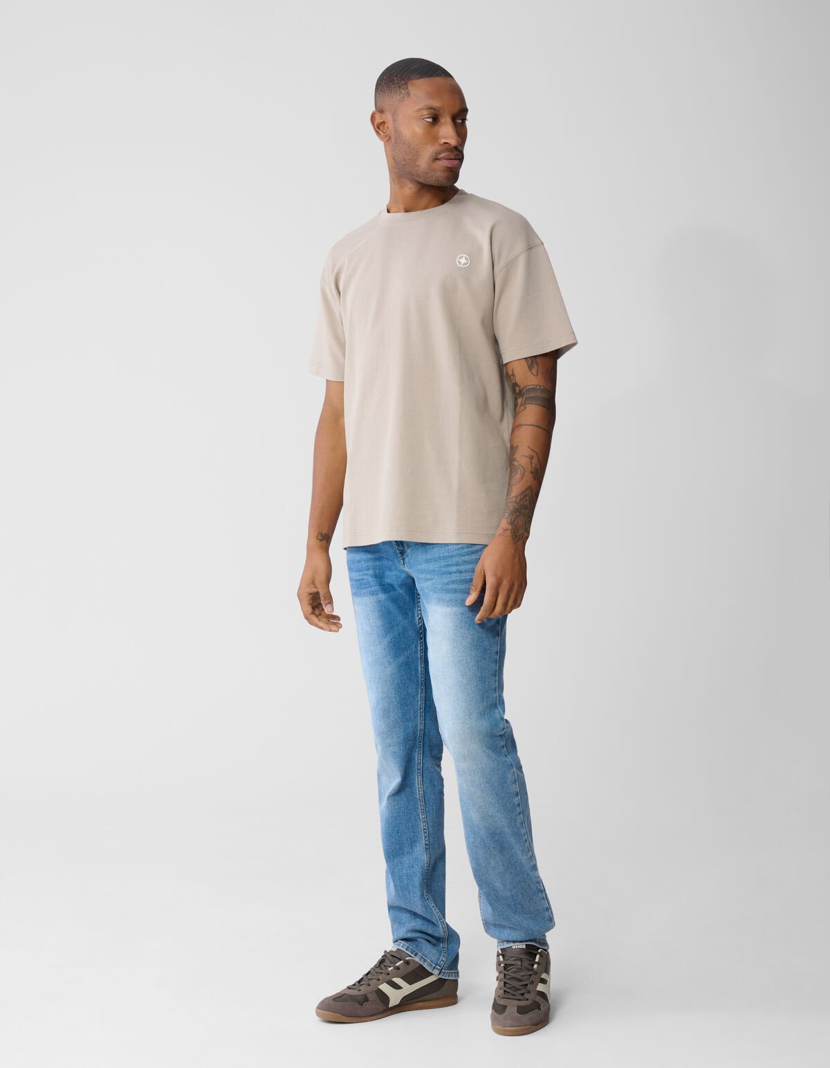 Spark Embroidery T-Shirt Hellbraun SHOEBY MEN