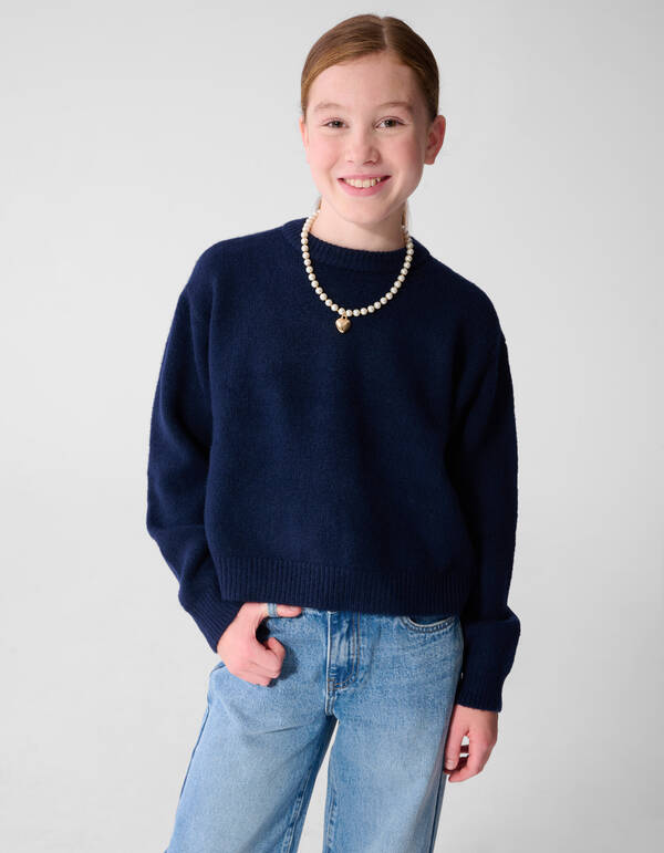 Strickpullover mit gro&szlig;er Schleife dunkelblau SHOEBY GIRLS