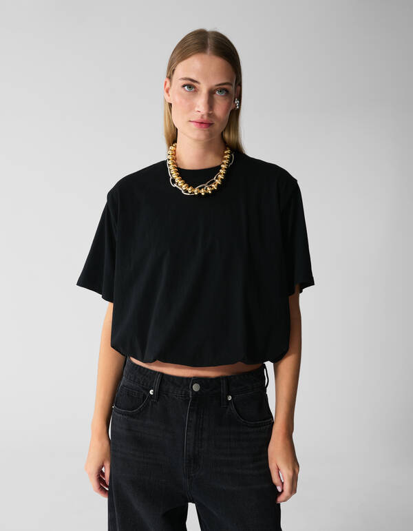 Oversized-Balloon-T-Shirt Schwarz SHOEBY WOMEN