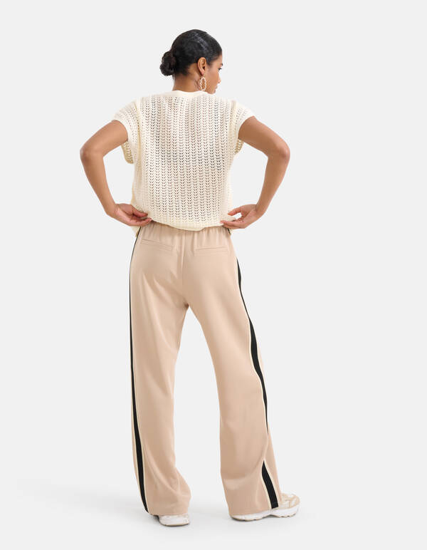 Sporty Wide Leg Broek Beige SHOEBY WOMEN