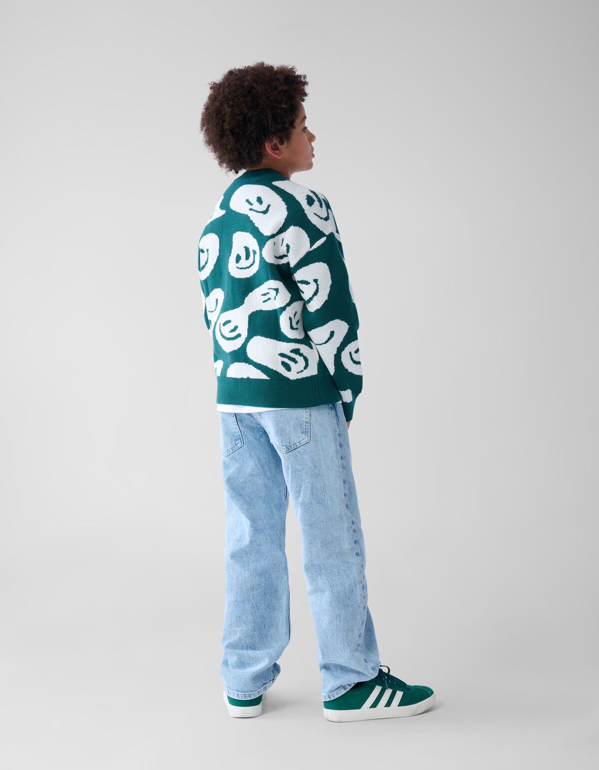 Smiley-Pullover Dunkelgrün SHOEBY BOYS