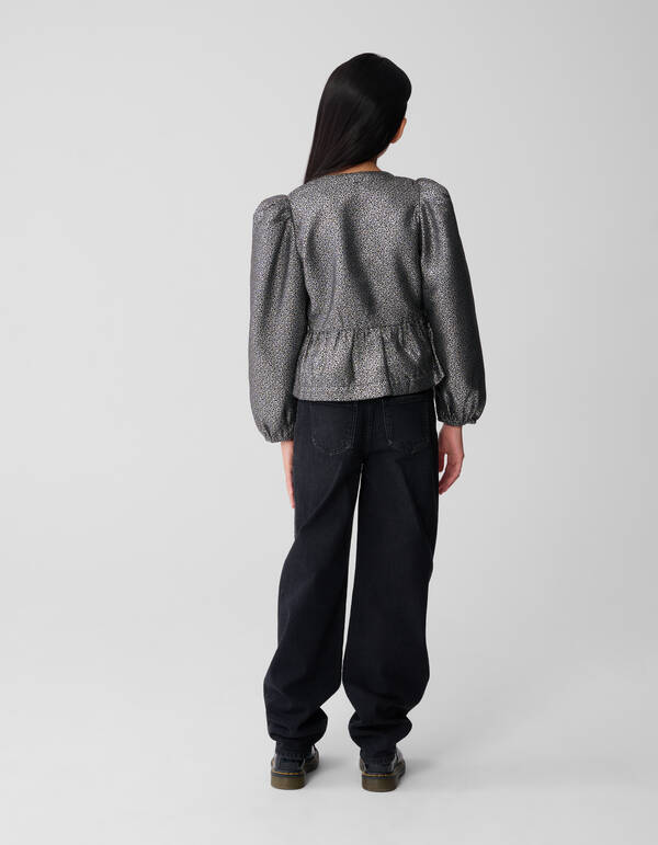 Jacquardbluse mit Schleife Silber SHOEBY GIRLS