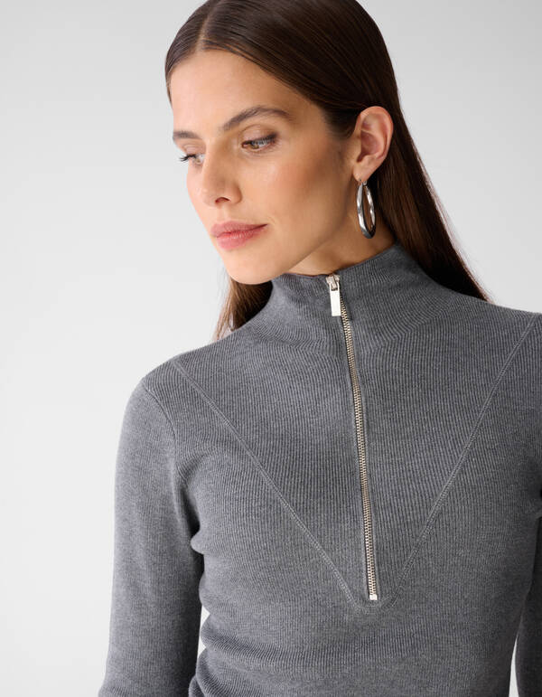 Ski-Pullover mit halbem Rei&szlig;verschluss grau SHOEBY WOMEN