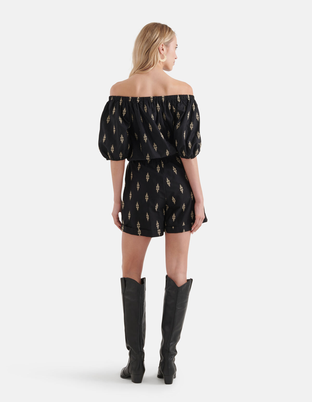 Besticktes Popeline-Top Schwarz SHOEBY WOMEN