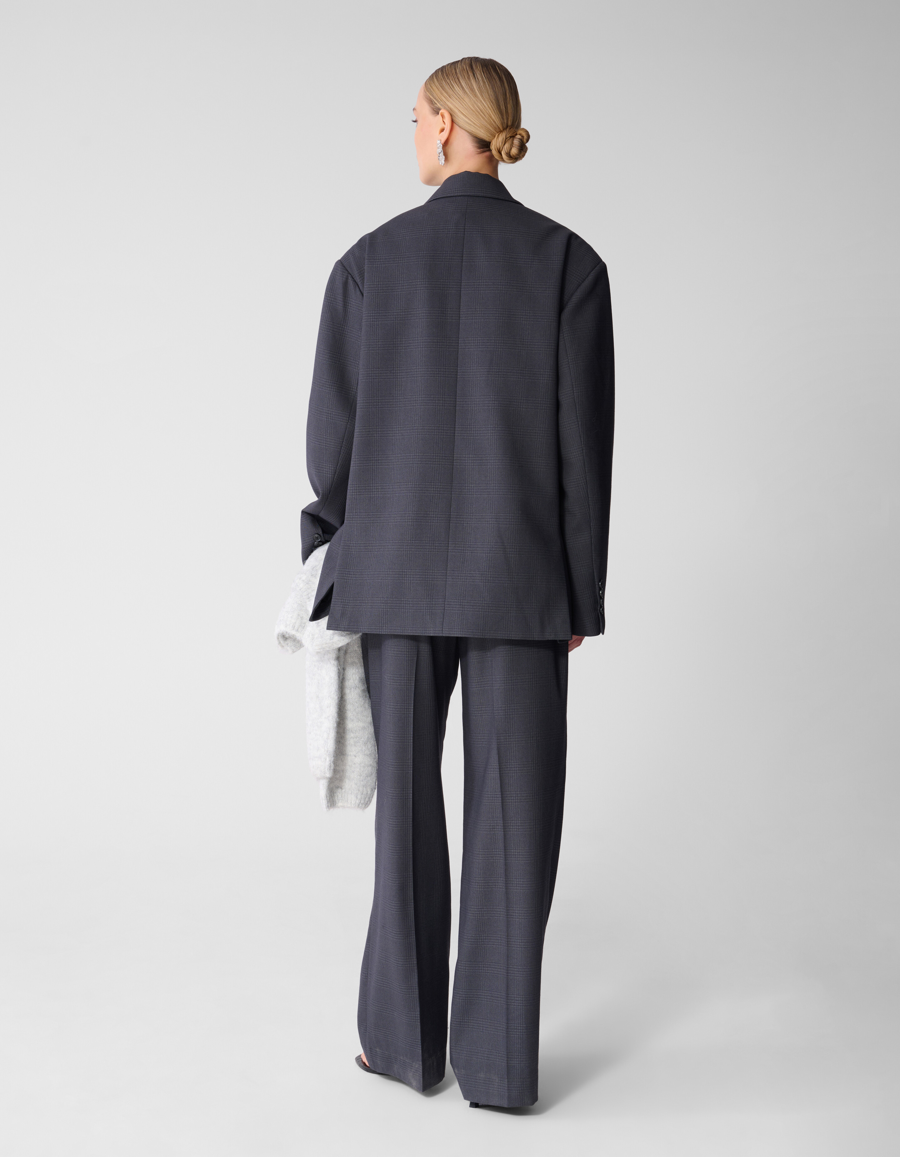 Karierte Wide-Leg-Hose Dunkelgrau SHOEBY WOMEN