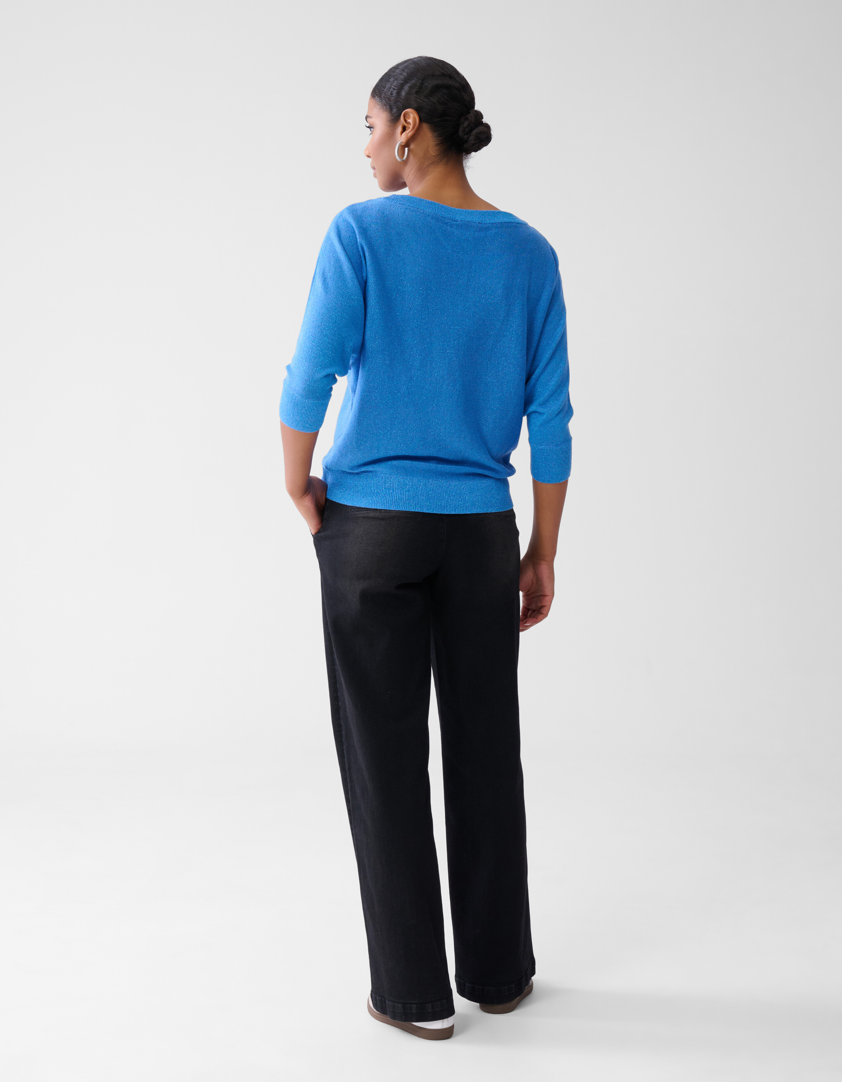 Glitzer Fledermausärmel Pullover Blau SHOEBY WOMEN