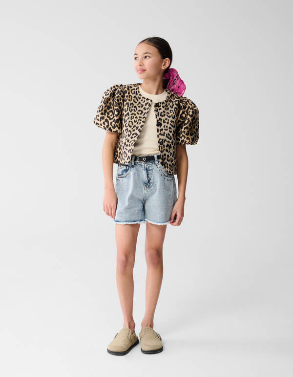 Leopard Puffärmel Blazer Hellbraun SHOEBY GIRLS