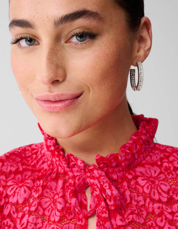 Bluse mit Spitzenrüschen Rosa SHOEBY WOMEN