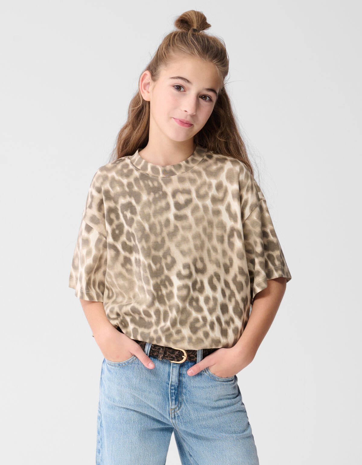 Oversized Leopard T-Shirt Hellbraun SHOEBY GIRLS