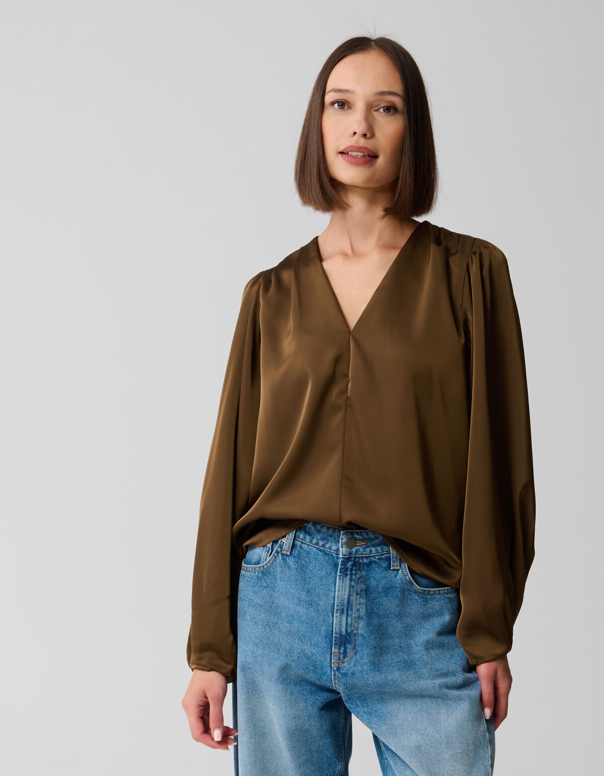 V-hals Blouse Donkergroen SHOEBY WOMEN