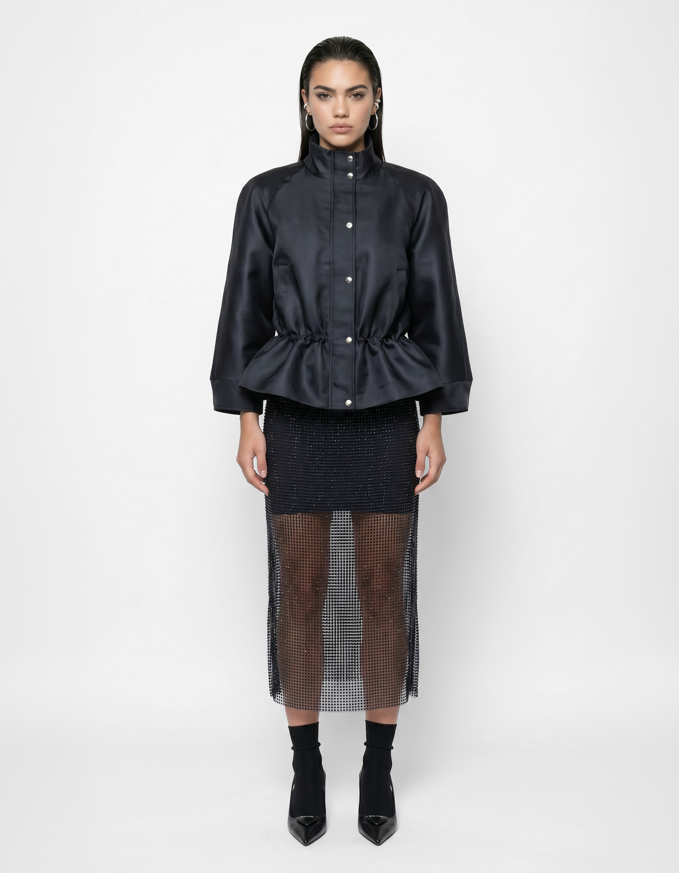 Midi-Rock mit Strasssteinen Schwarz SHOEBY WOMEN