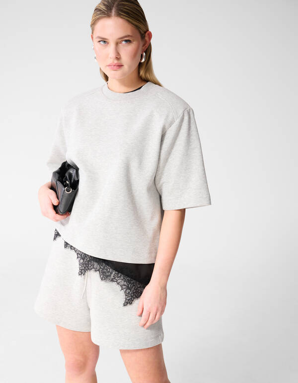 &Uuml;bergro&szlig;es Sweatshirt T-Shirt Hellgrau SHOEBY WOMEN