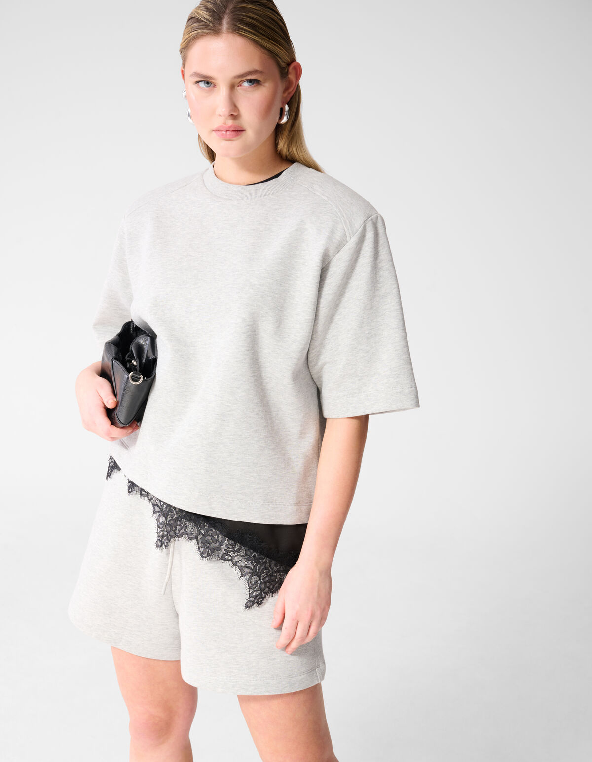 &Uuml;bergro&szlig;es Sweatshirt T-Shirt Hellgrau SHOEBY WOMEN