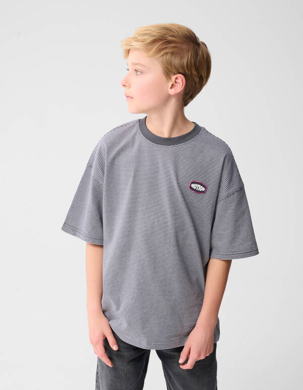 Stripe Artwork T-Shirt Schwarz/Wei&szlig; SHOEBY BOYS