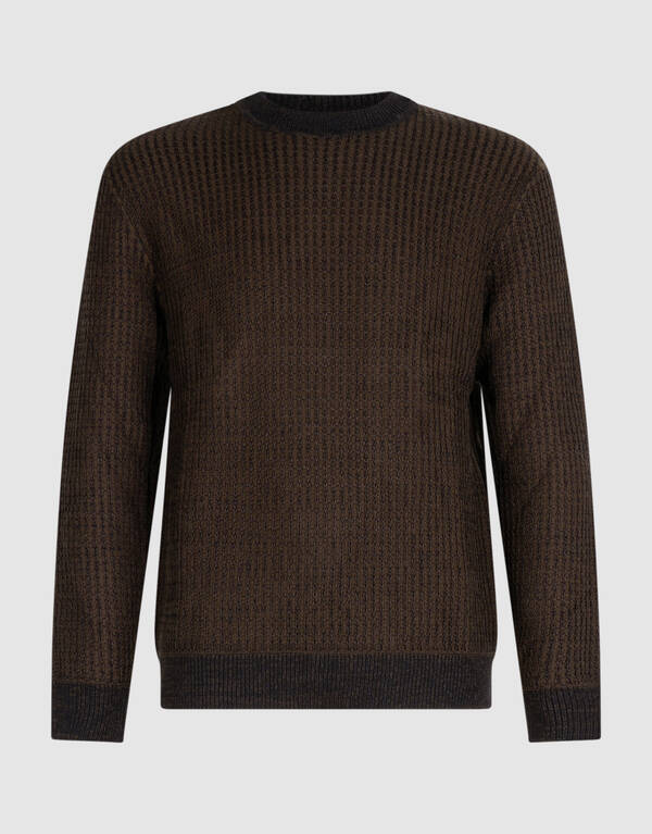Waffelpullover mit Rundhalsausschnitt dunkelbraun SHOEBY MEN