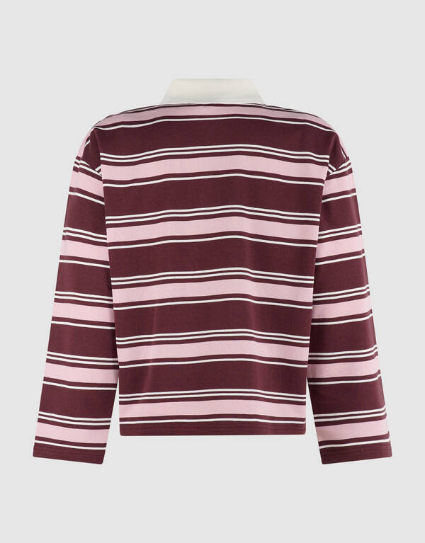Gestreiftes Polo Longsleeve dunkelrot SHOEBY WOMEN