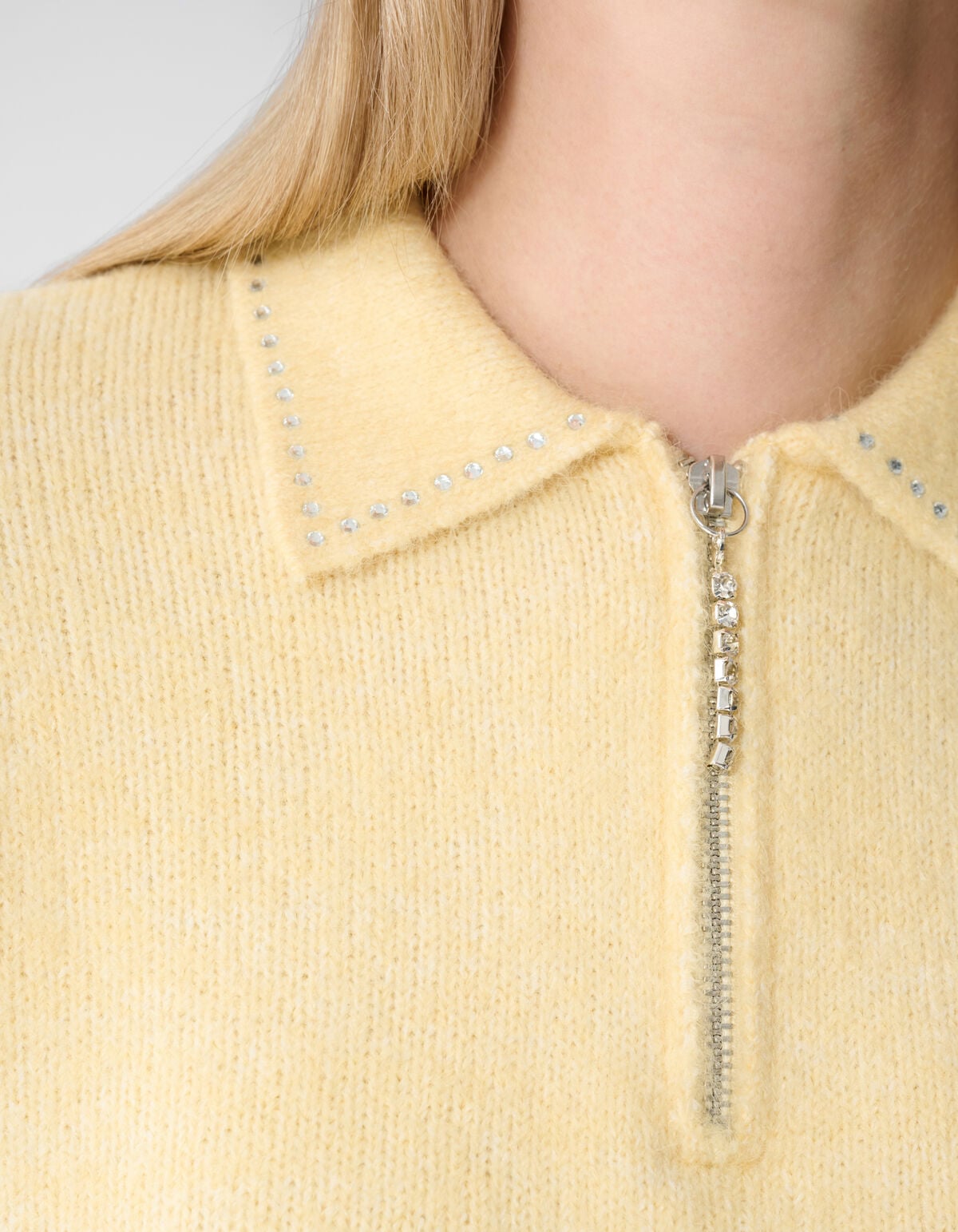 Zip Polo Strickpullover gelb SHOEBY WOMEN