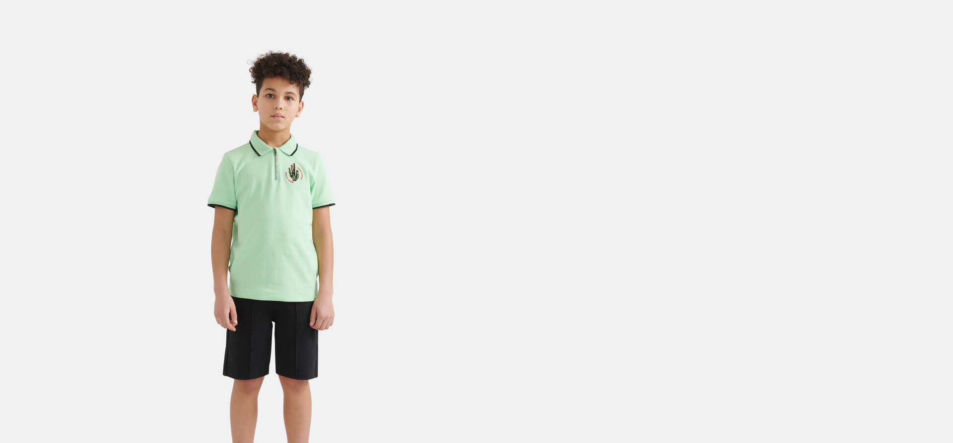 Struktur Zipper Polo Hellgrün SHOEBY BOYS