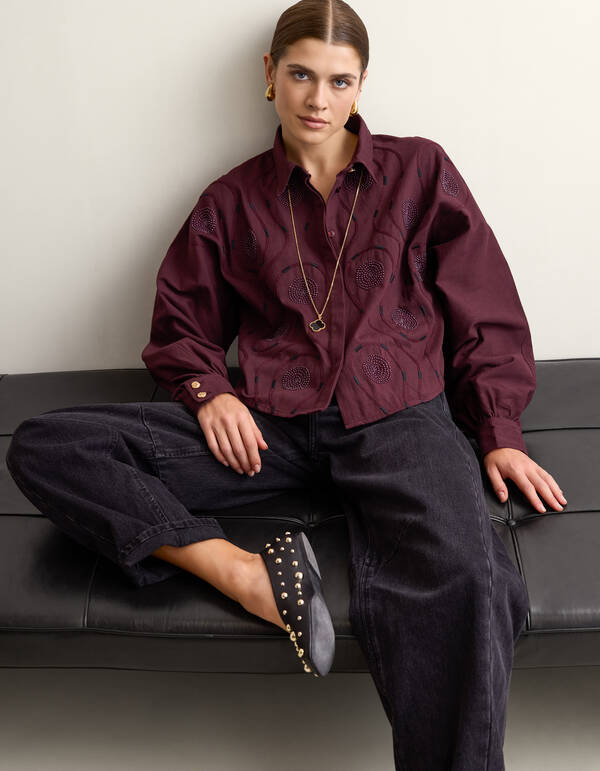 Bluse Mit Perlenstickerei Dunkelrot By Mieke SHOEBY WOMEN
