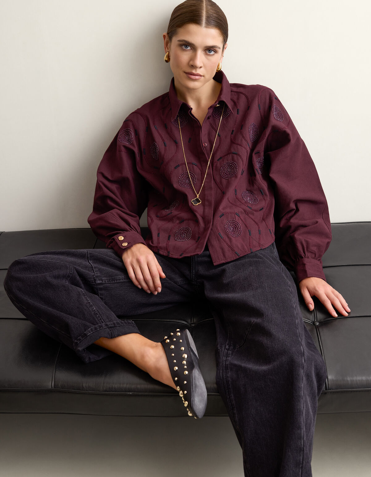 Bluse Mit Perlenstickerei Dunkelrot By Mieke SHOEBY WOMEN