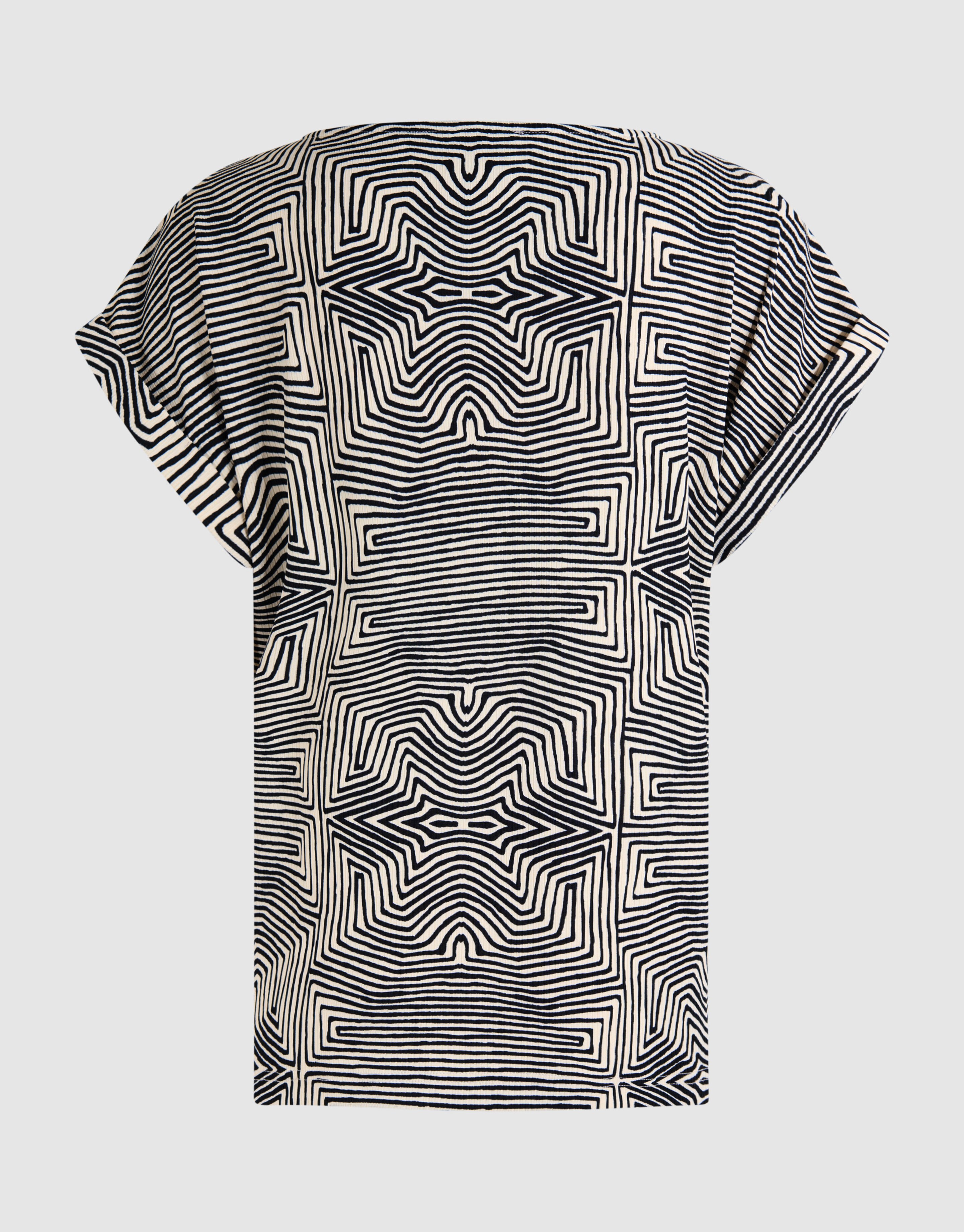 Bedrucktes Jersey-Rippen-Top Schwarz/Weiß SHOEBY WOMEN