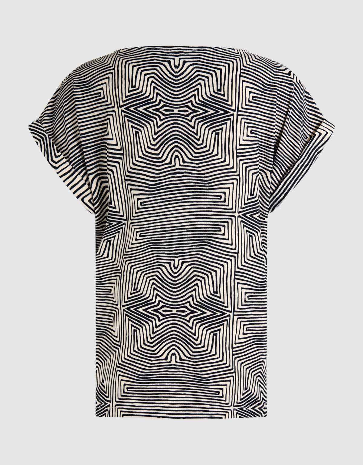 Bedrucktes Jersey-Rippen-Top Schwarz/Weiß SHOEBY WOMEN
