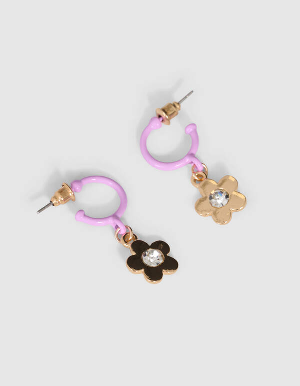 Blumen-Strass-Ohrringe Lila SHOEBY ACCESSOIRES