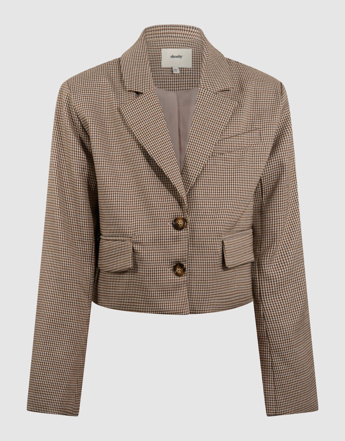 Cropped-Blazer mit Karomuster Hellbraun SHOEBY GIRLS