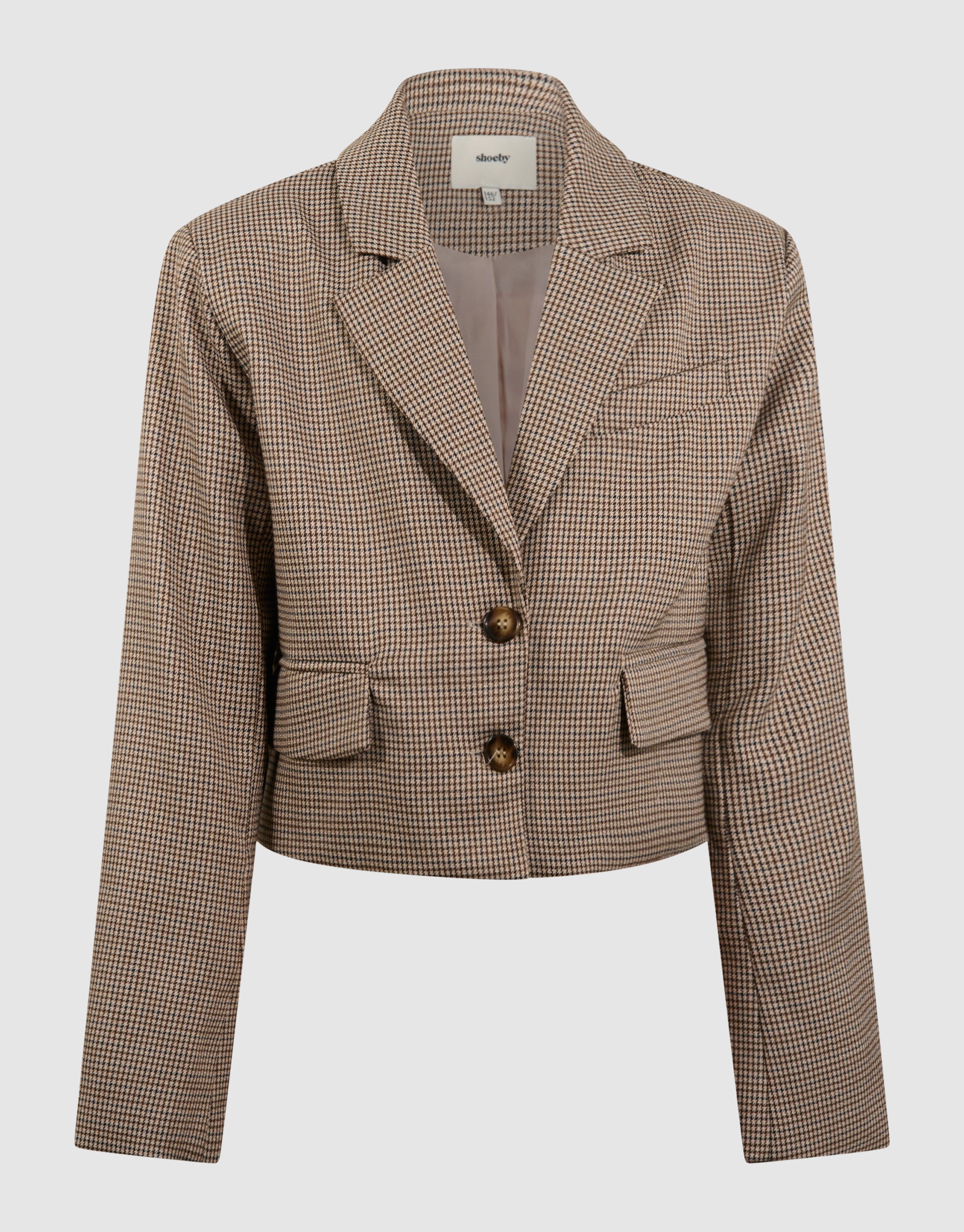 Cropped-Blazer mit Karomuster Hellbraun SHOEBY GIRLS