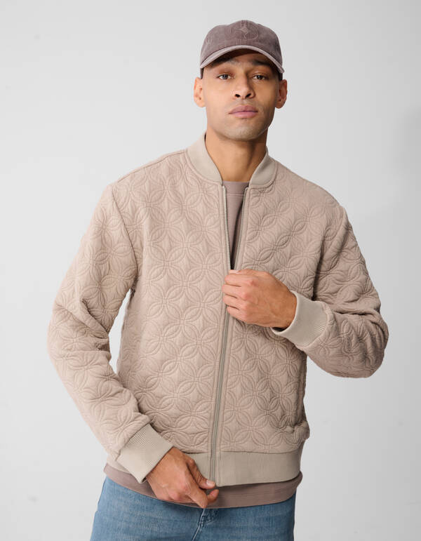 Stickerei Sweat Bomberjacke Hellbraun SHOEBY MEN