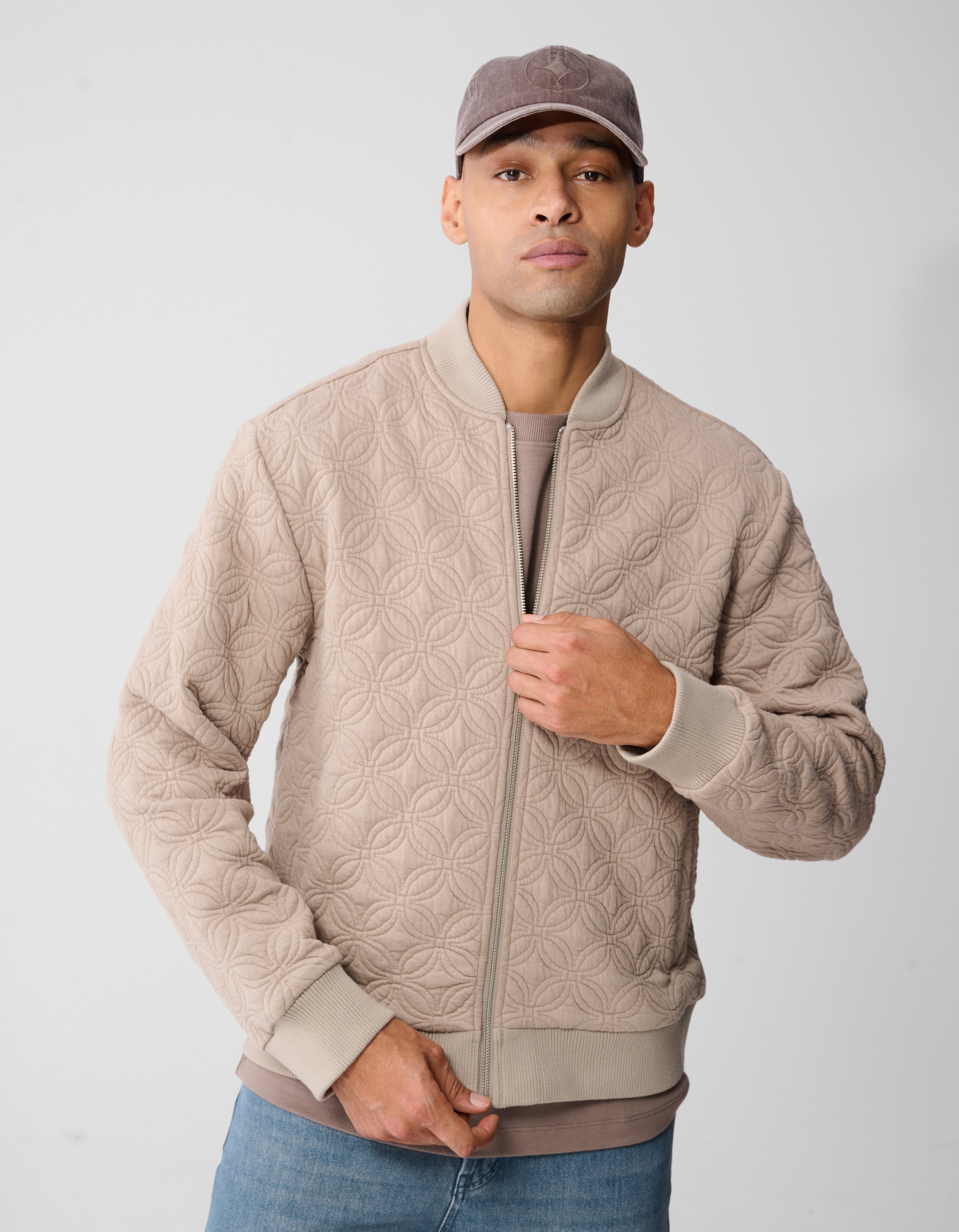 Stickerei Sweat Bomberjacke Hellbraun SHOEBY MEN