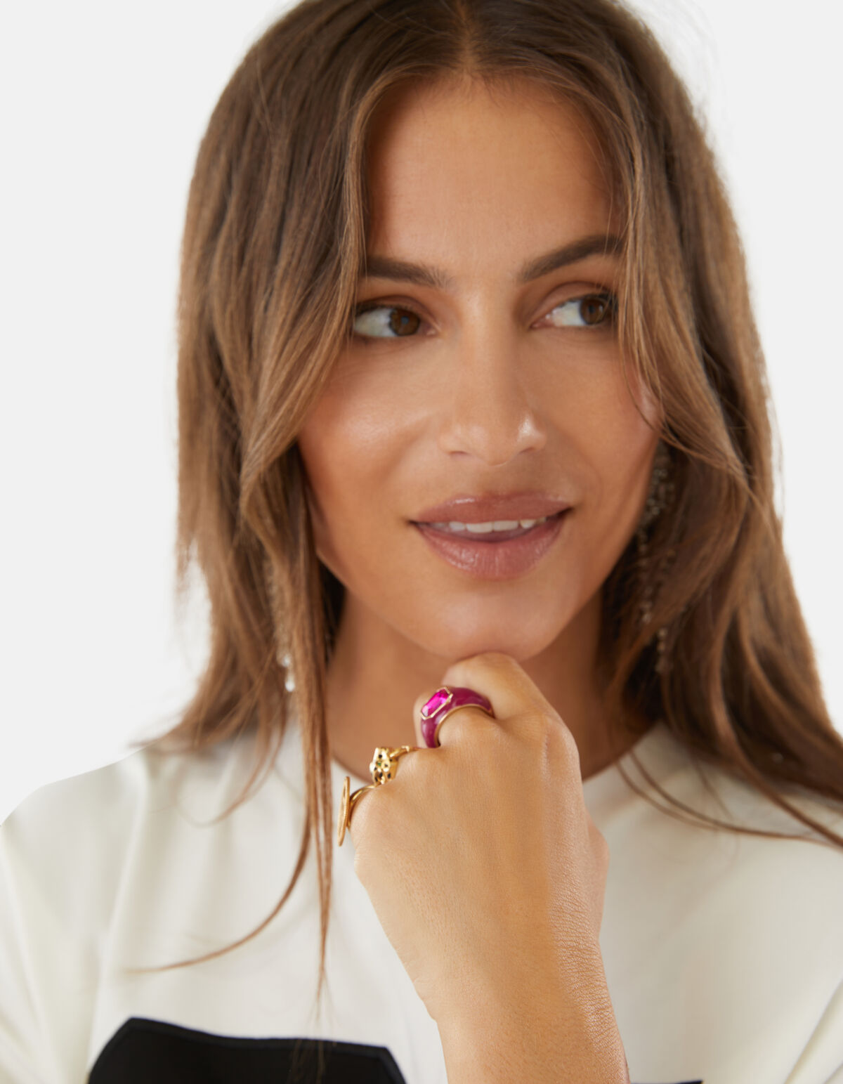 Farbiger Stein Ring Rosa SHOEBY ACCESSOIRES