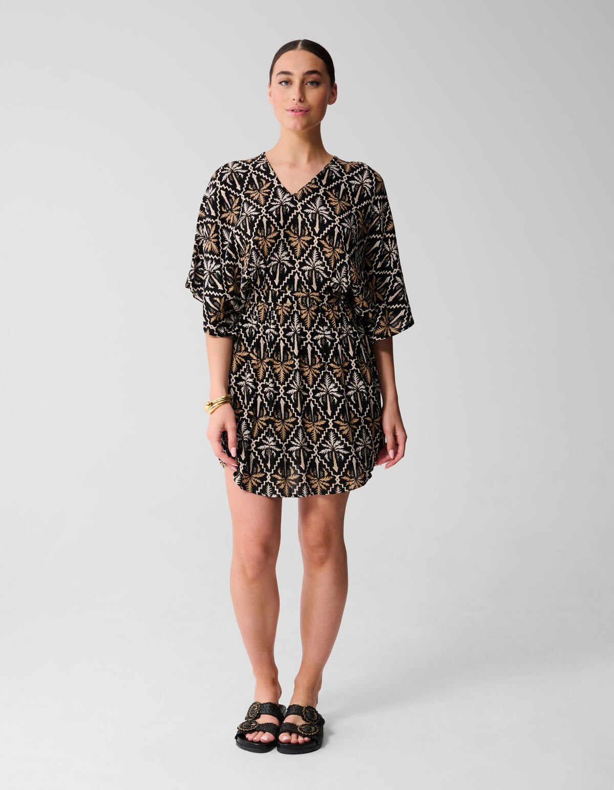 Bedrucktes Crinkle-Minikleid Schwarz/Weiß SHOEBY WOMEN