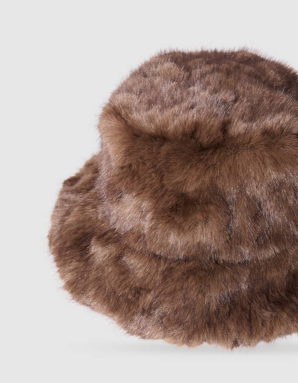 Faux Fur Bucket Hat Braun SHOEBY ACCESSOIRES