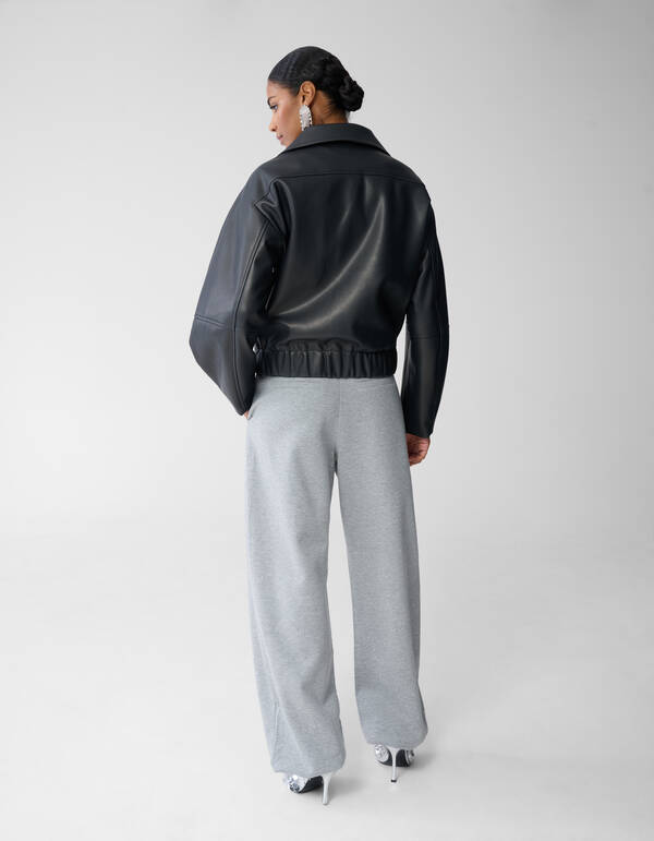 Oversized vegane Lederjacke Schwarz von Fred SHOEBY WOMEN