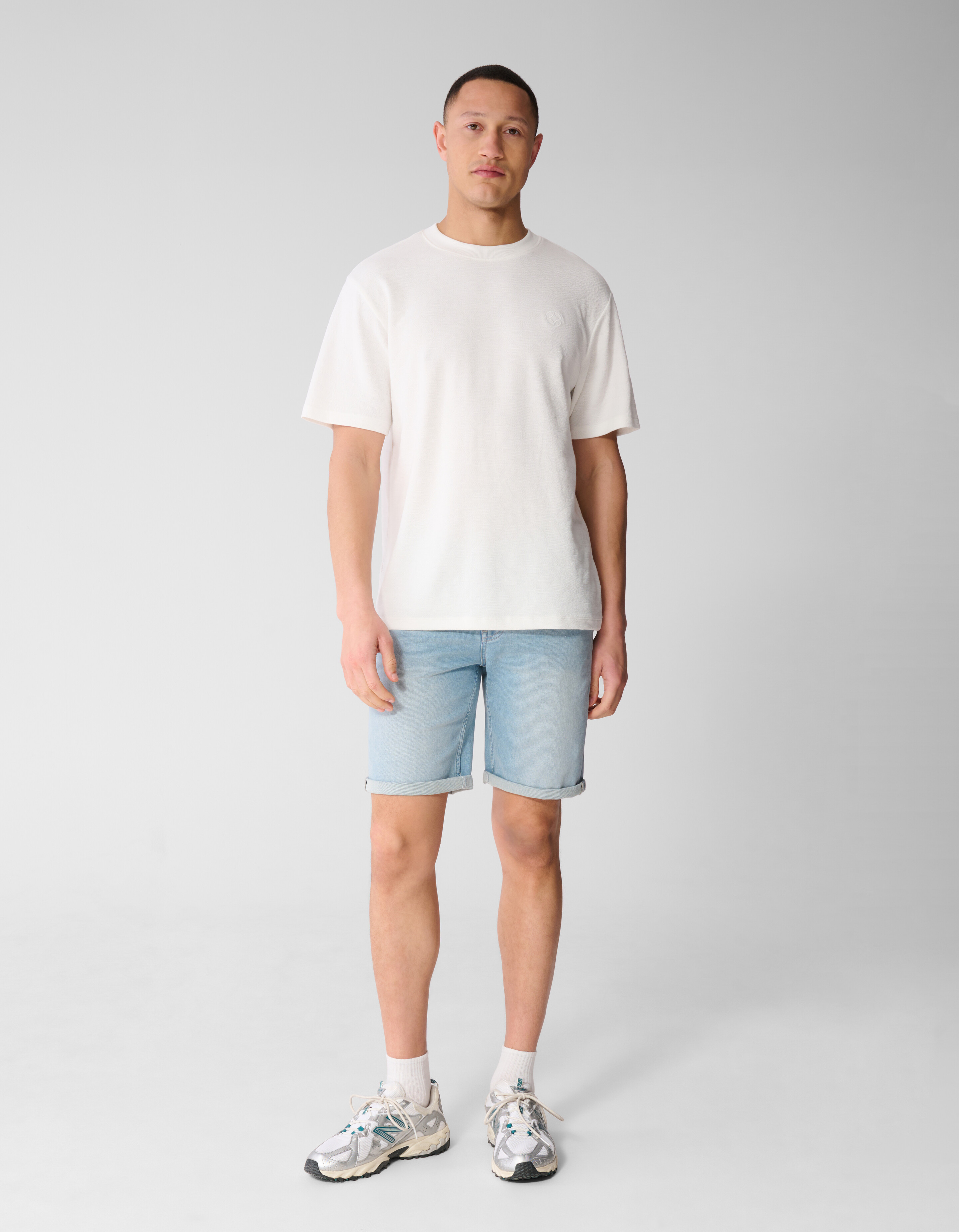 Spark Struktur T-Shirt Gebrochen Wei&szlig; SHOEBY MEN