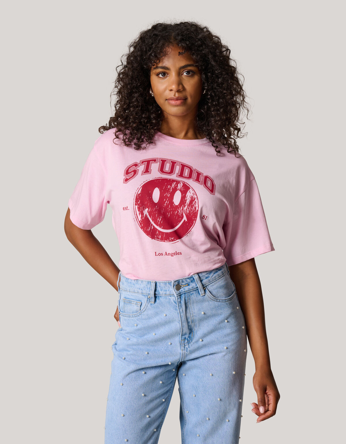 Smiley Kunstwerk T-shirt Rosa SHOEBY WOMEN