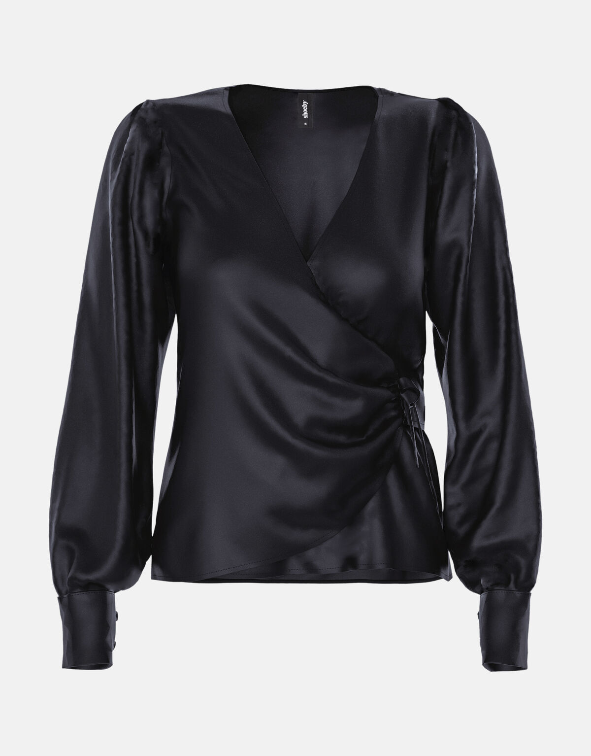 Satin-Wickelbluse Schwarz SHOEBY WOMEN
