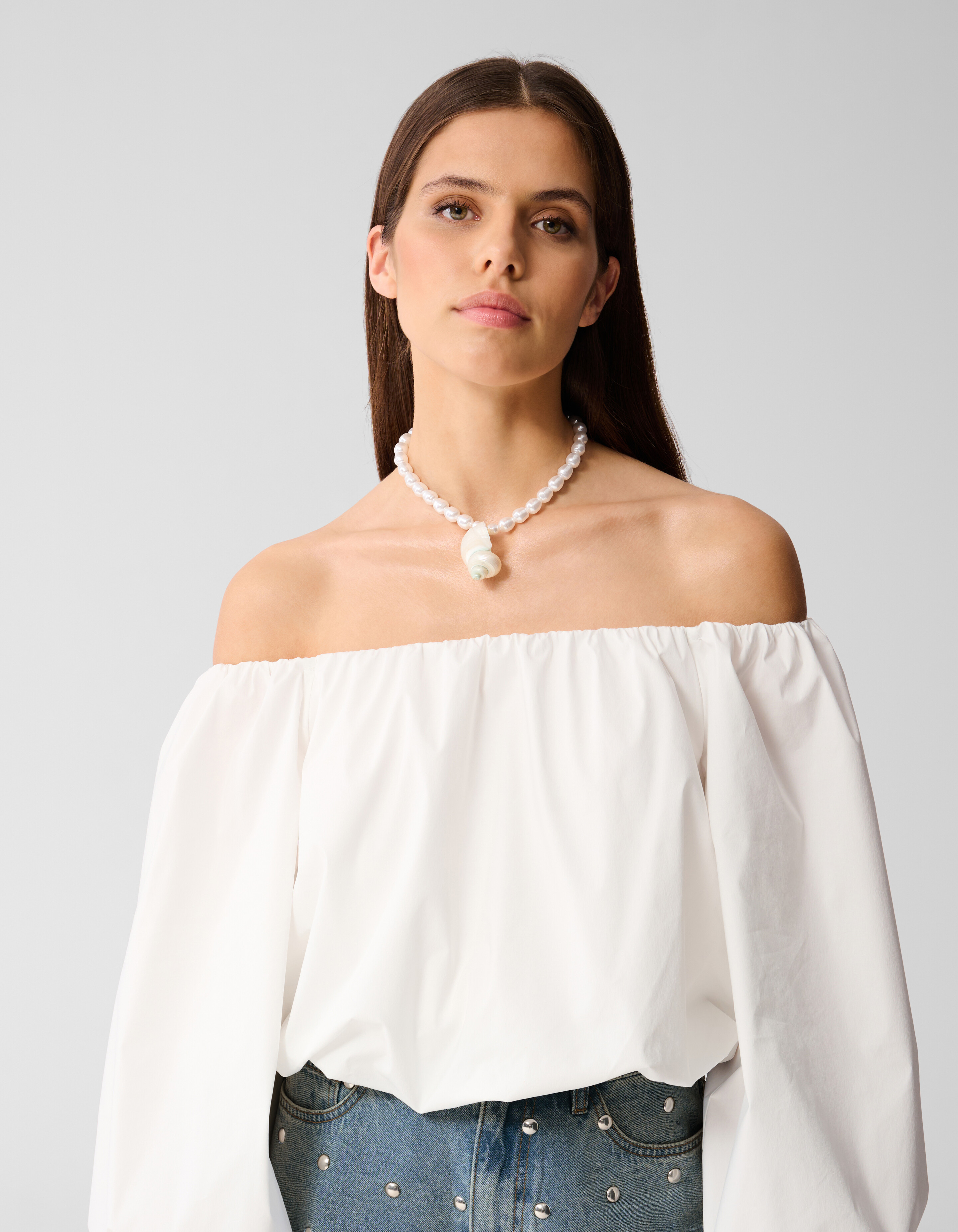 Statement-Muschel-Halskette Weiß SHOEBY ACCESSOIRES