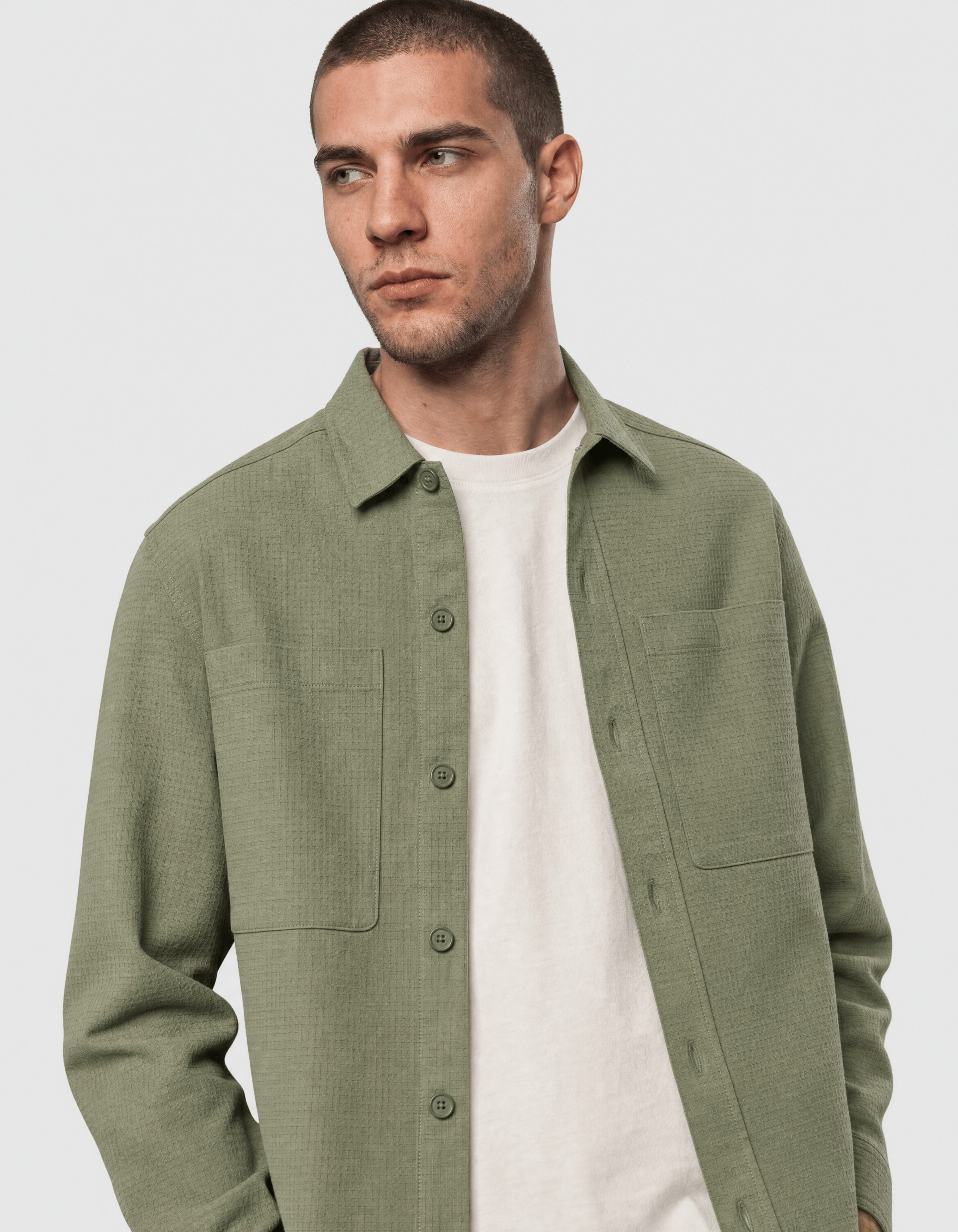 Block-Jacquard-Overshirt Gr&uuml;n SHOEBY MEN
