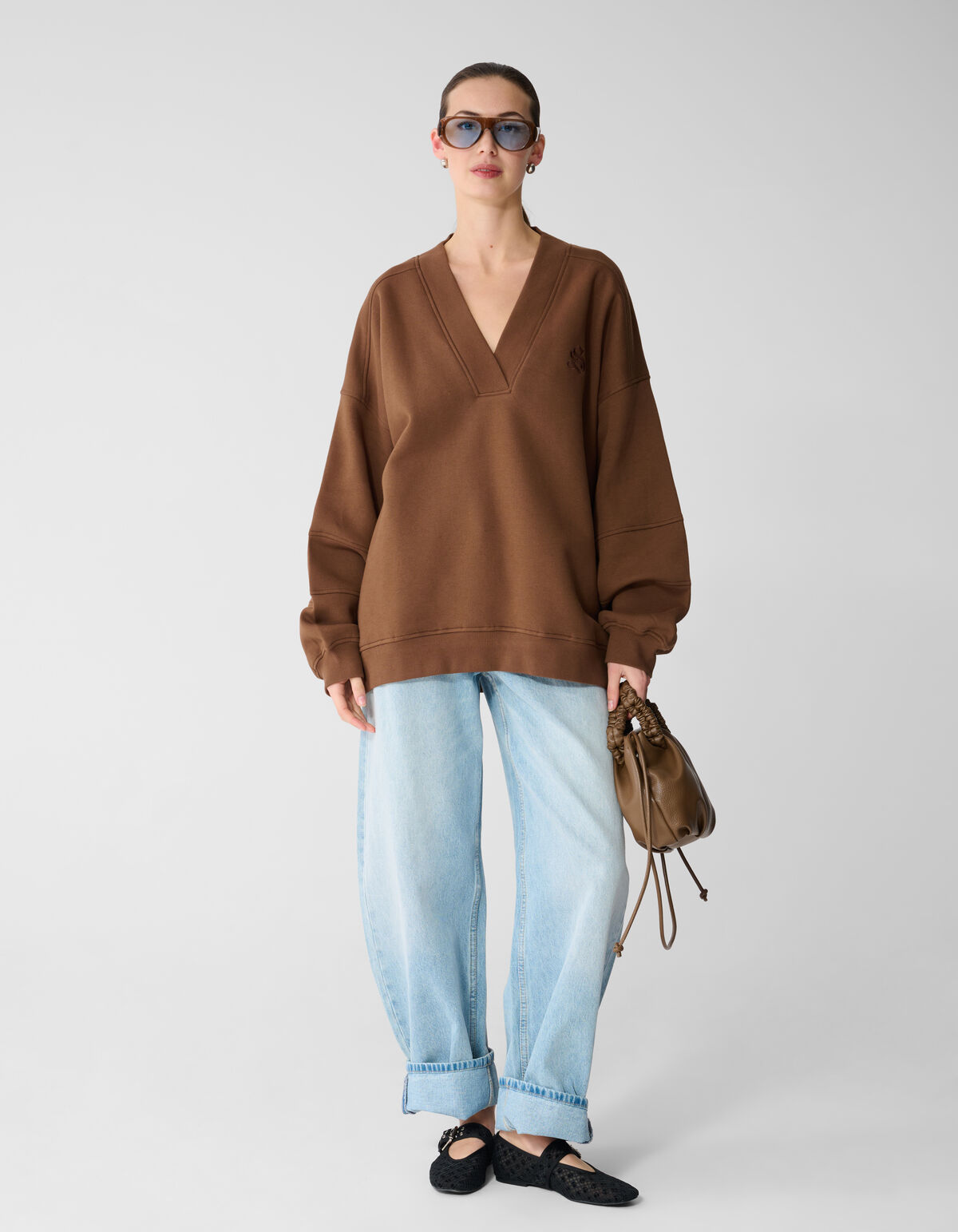 &Uuml;bergro&szlig;er Varsity-Kunstpullover Bruin SHOEBY WOMEN