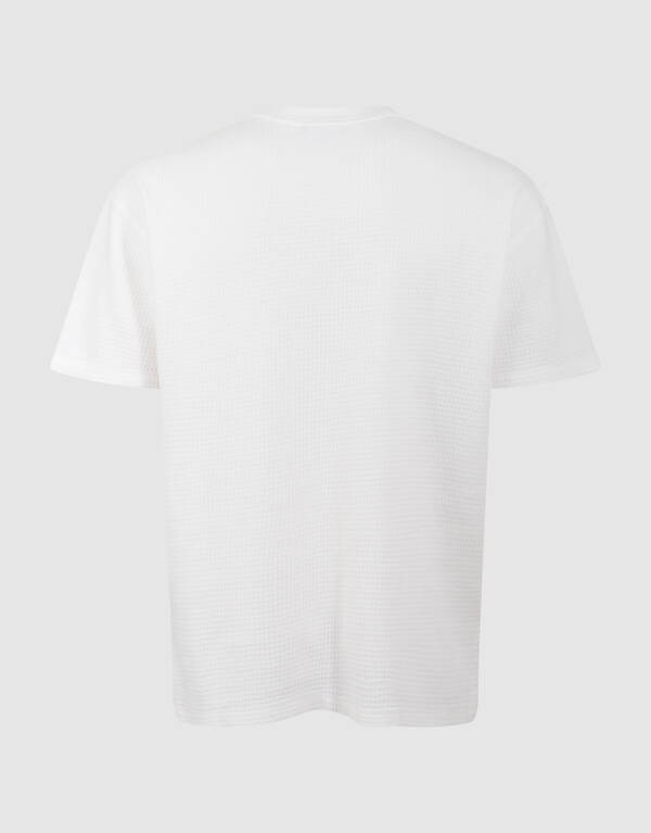 Waffel-Stickerei T-Shirt Wei&szlig; SHOEBY MEN