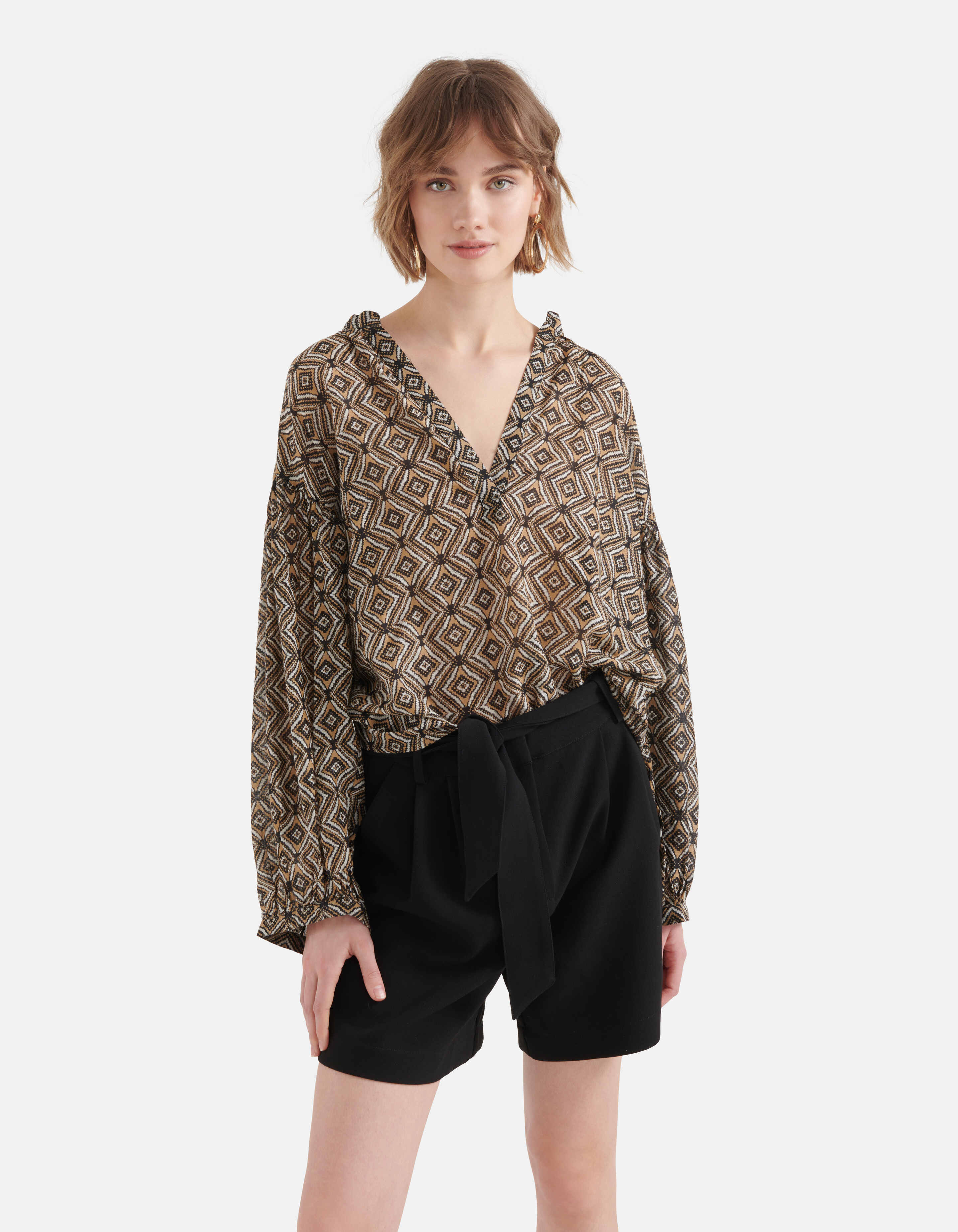 Bedruckte Voile-Bluse Braun SHOEBY WOMEN