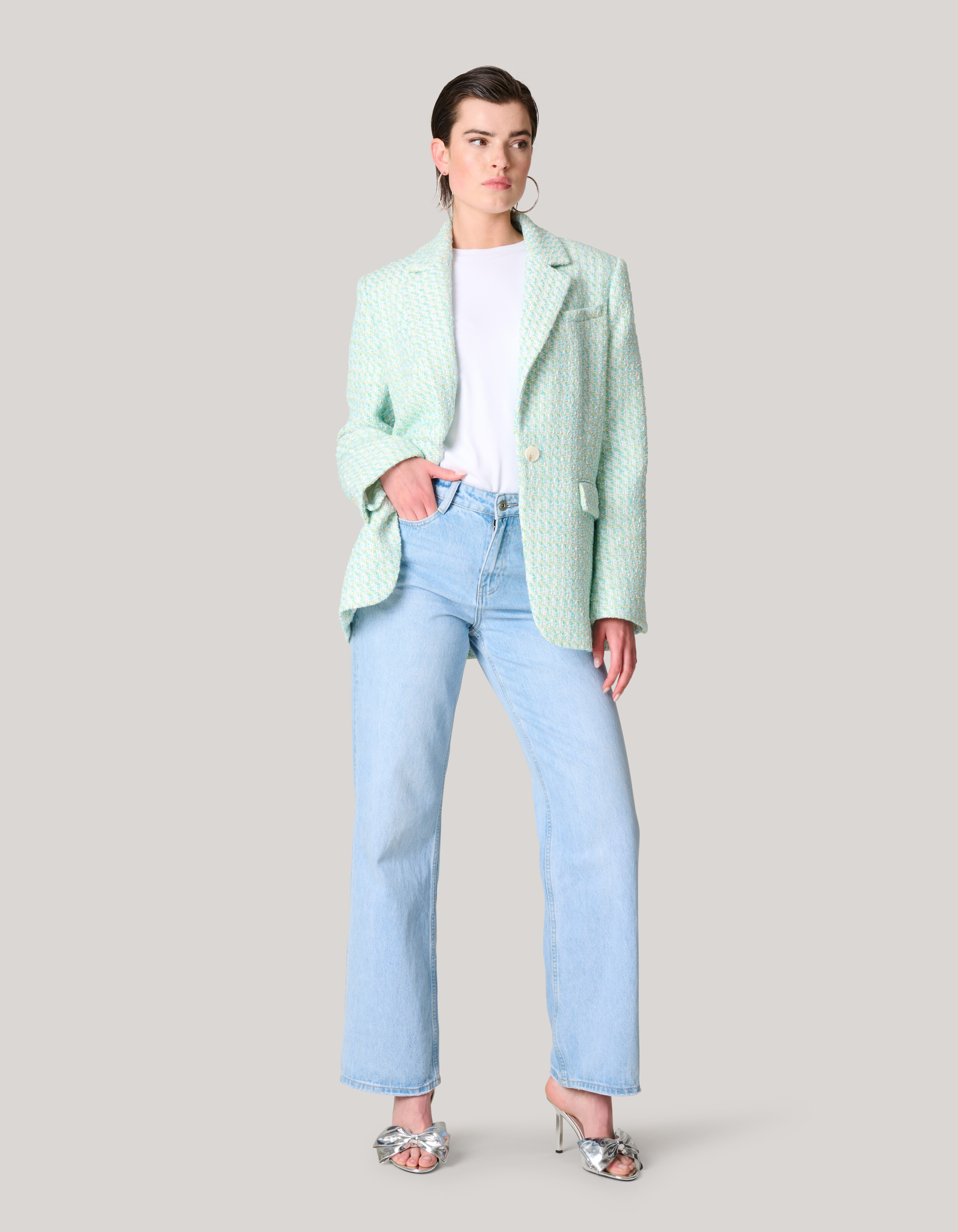 Übergroßer Tweed-Blazer Blau SHOEBY WOMEN