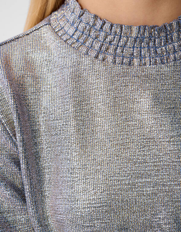 Metallisches Langarm-Top Blau/Silber SHOEBY GIRLS