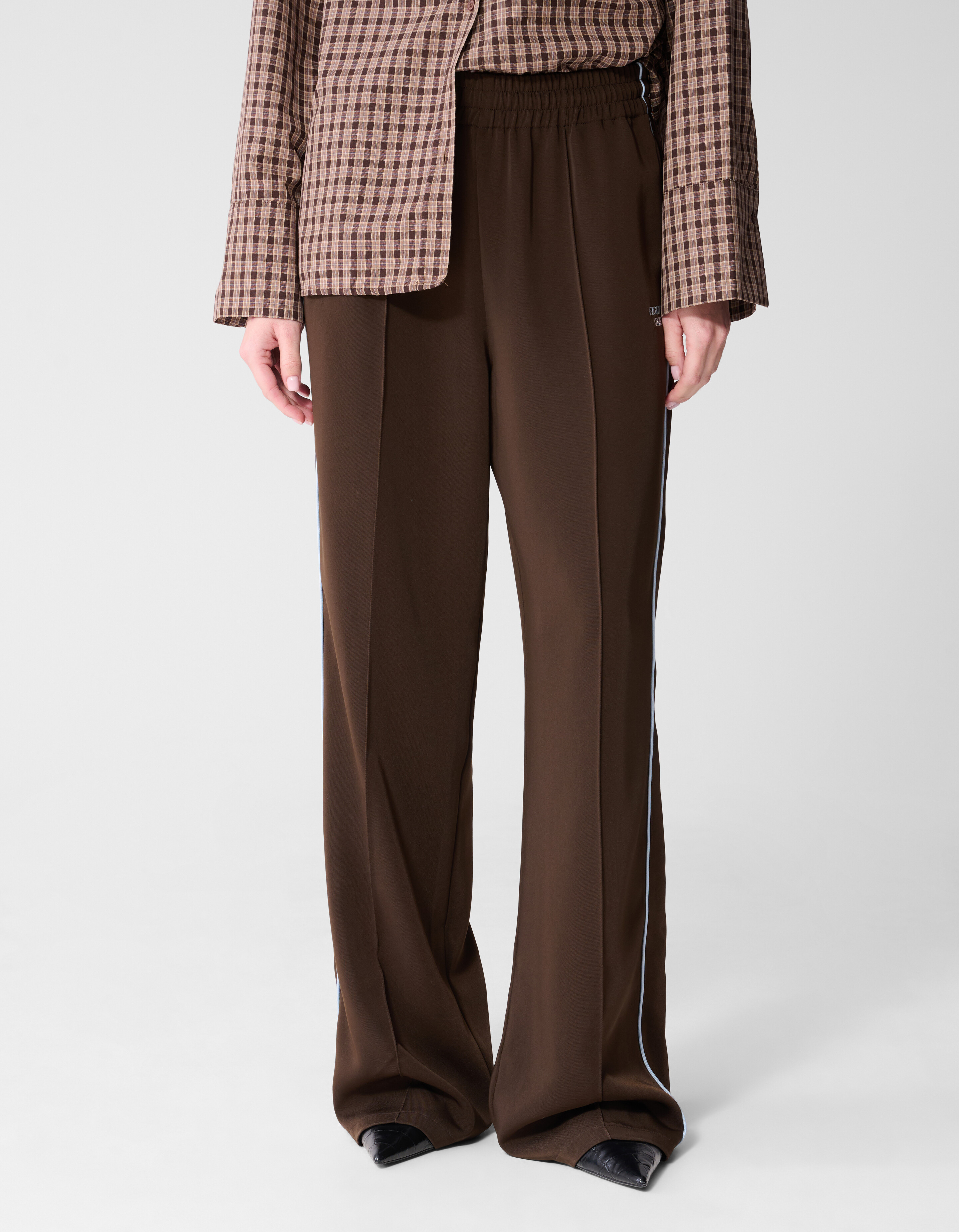 Sportliche Piping-Hose mit weitem Bein, Braun SHOEBY WOMEN