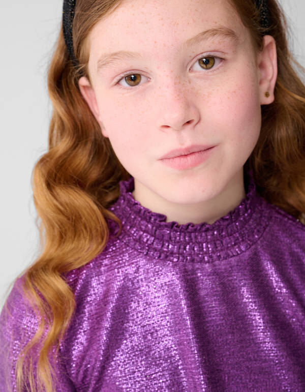 Metallic Langarmtop Schwarz Rosa/Violett SHOEBY GIRLS