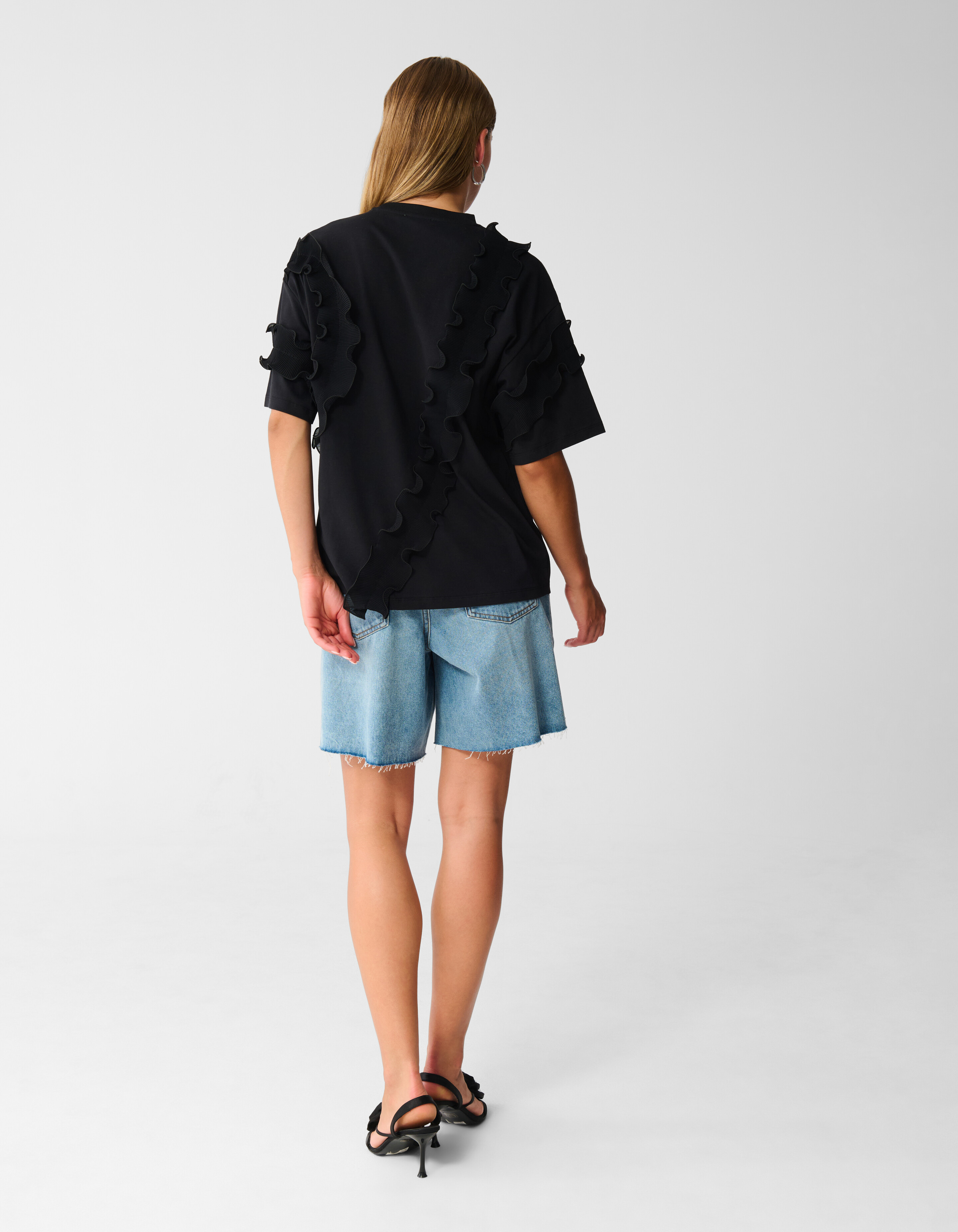 Rüschen-T-Shirt Schwarz SHOEBY WOMEN