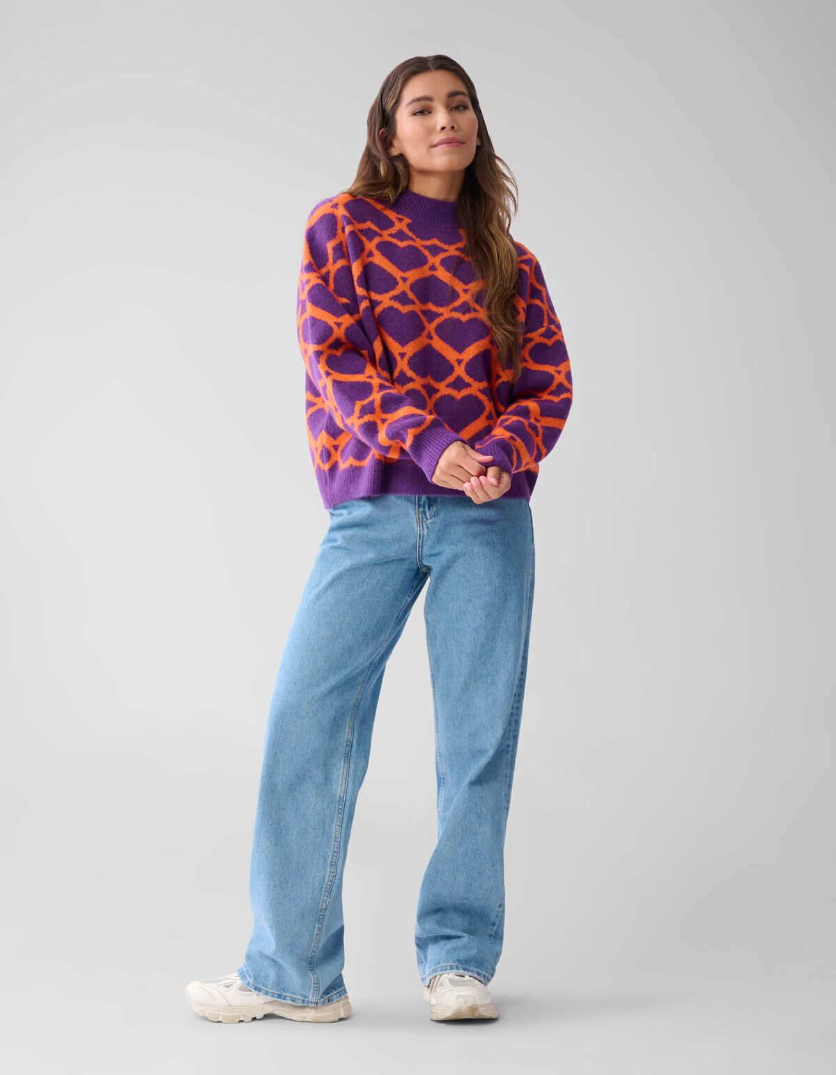 Heart Printed Sweater Purple von Furmey SHOEBY WOMEN